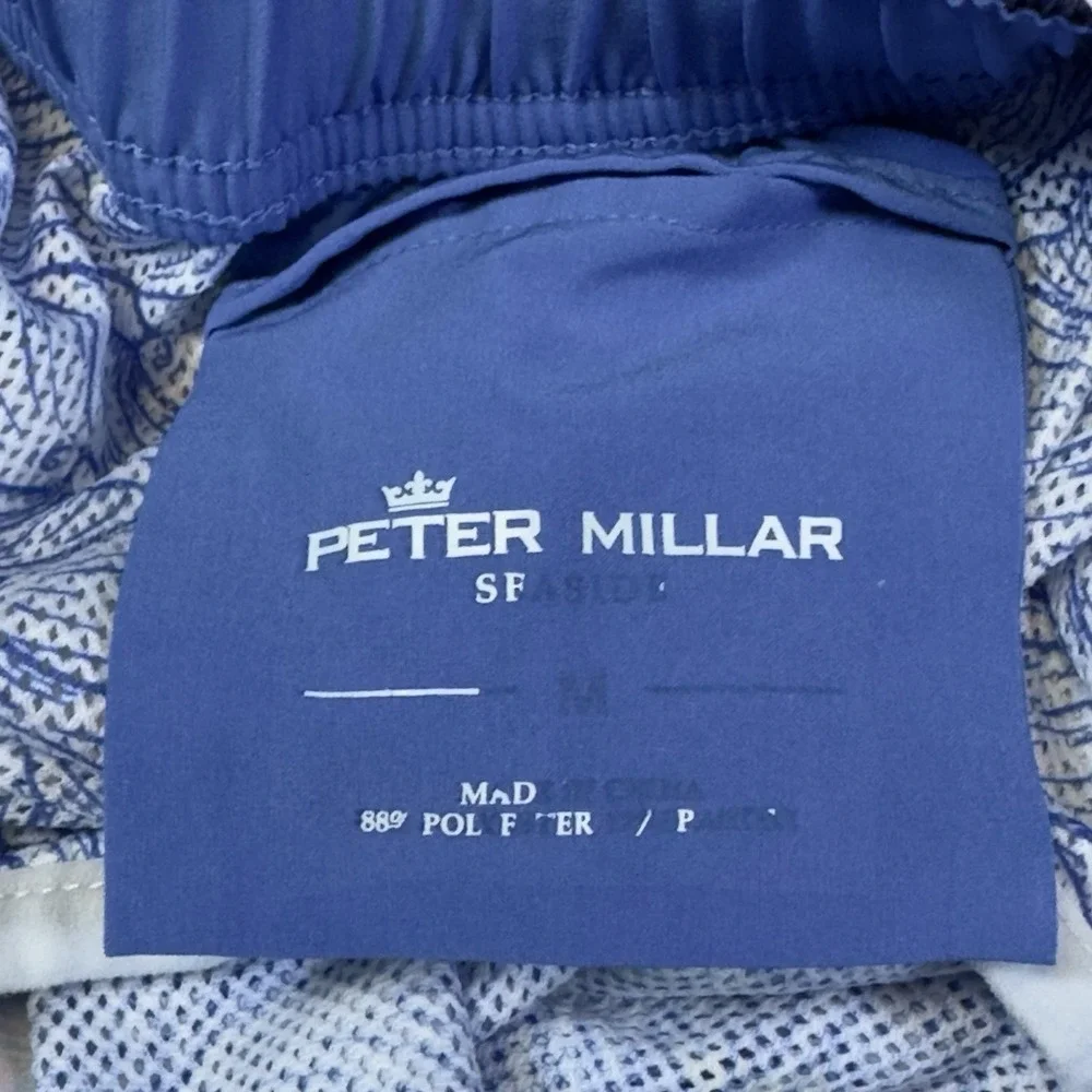 Peter Millar Seaside Mens Swim Trunks Medium Pink & Blue Orca Print Beach Surf